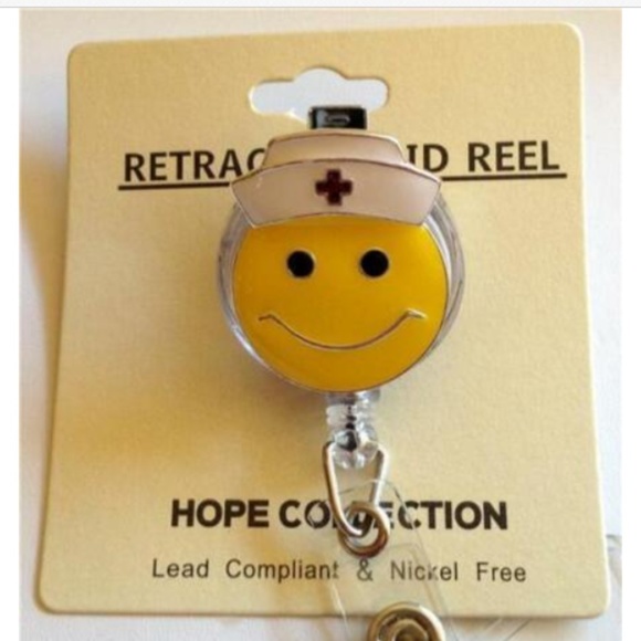 Nursing ID Holder Retractable Lanyard Smiley Emoji - Picture 2 of 3